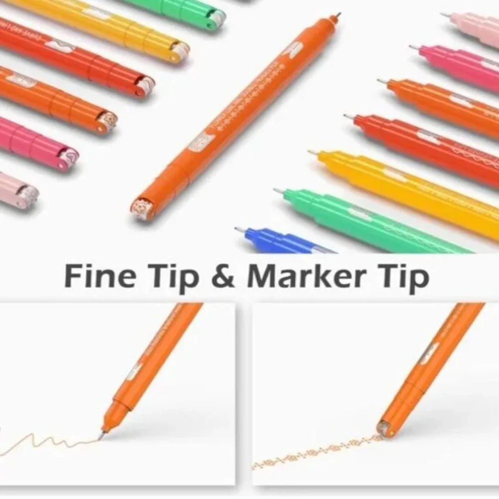 8 Rainbow Color Dual Tip Markers 5 Different Curve Shapes - Picture 2 of 2